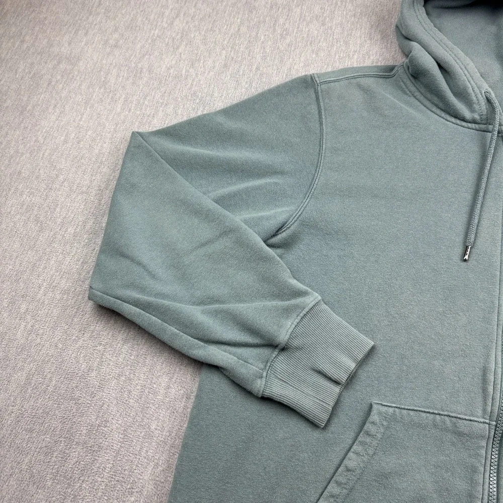 The North Face Jacket Men Large Green Heritage Patch Full Zip Hoodie Fleece Coat
